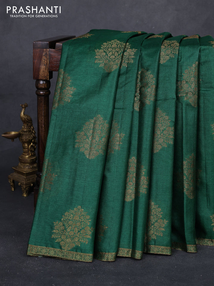 Green & Maroon Banarasi Tussar Silk Saree