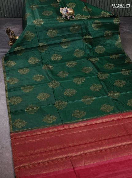 Green & Maroon Banarasi Tussar Silk Saree