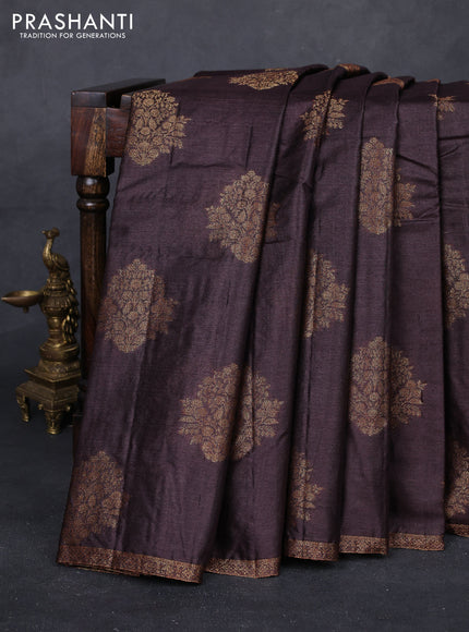 Coffee Brown & Maroon Banarasi Tussar Silk Saree
