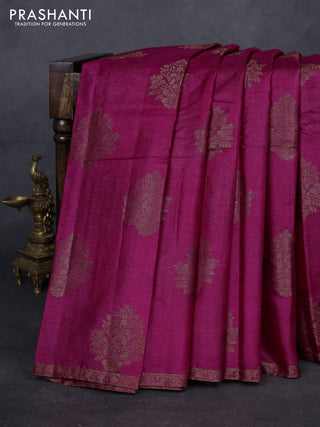Magenta Pink & Green Banarasi Tussar Silk Saree