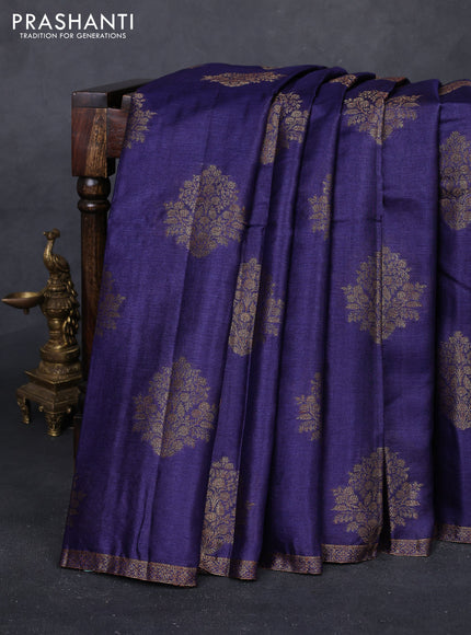 Blue & Maroon Banarasi Tussar Silk Saree