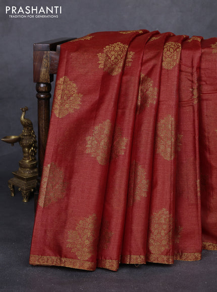 Rustic Orange & Wine Banarasi Tussar Silk Saree