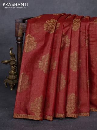 Rustic Orange & Wine Banarasi Tussar Silk Saree