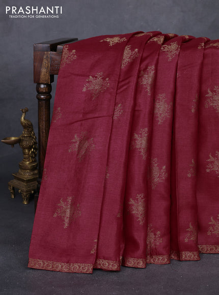 Maroon & Green Banarasi Tussar Silk Saree