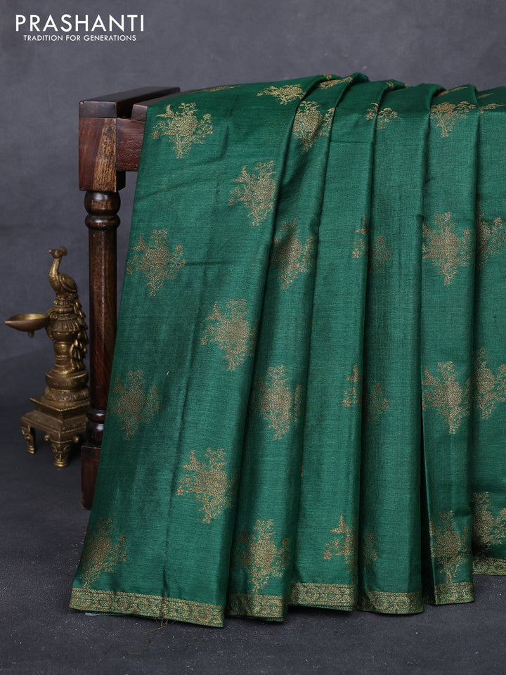 Green & Maroon Banarasi Tussar Silk Saree