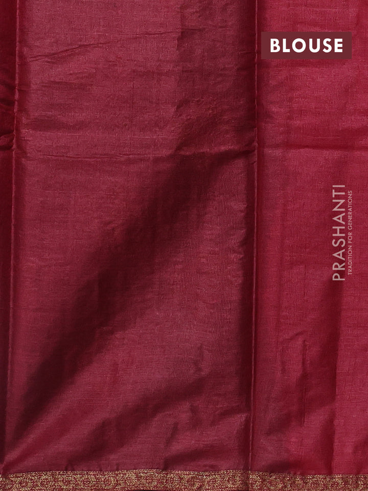 Green & Maroon Banarasi Tussar Silk Saree
