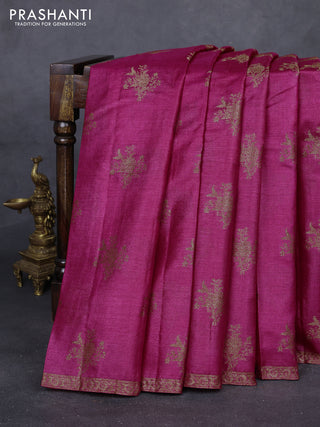 Magenta Pink & Green Banarasi Tussar Silk Saree