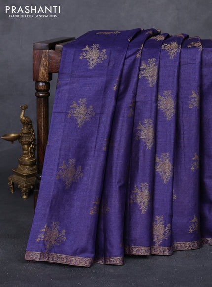 Blue & Maroon Banarasi Tussar Silk Saree