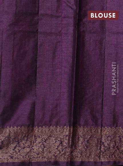 Bottle Green & Purple Banarasi Tussar Silk Saree