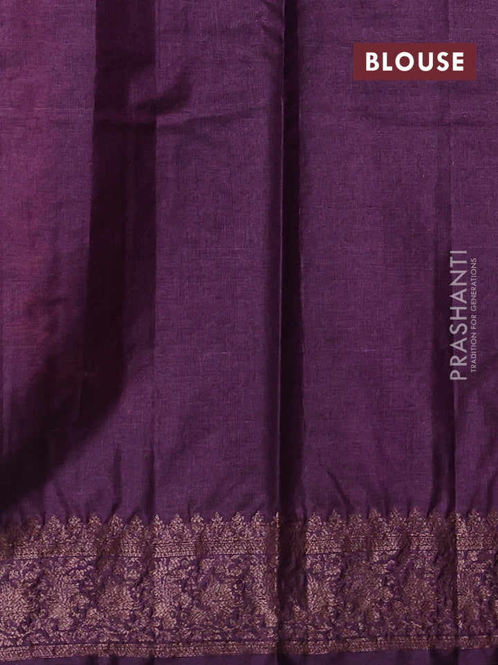 Rustic Orange & Purple Banarasi Tussar Silk Saree