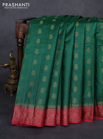 Green & Maroon Banarasi Tussar Silk Saree