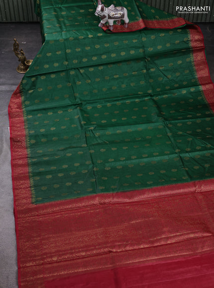 Green & Maroon Banarasi Tussar Silk Saree