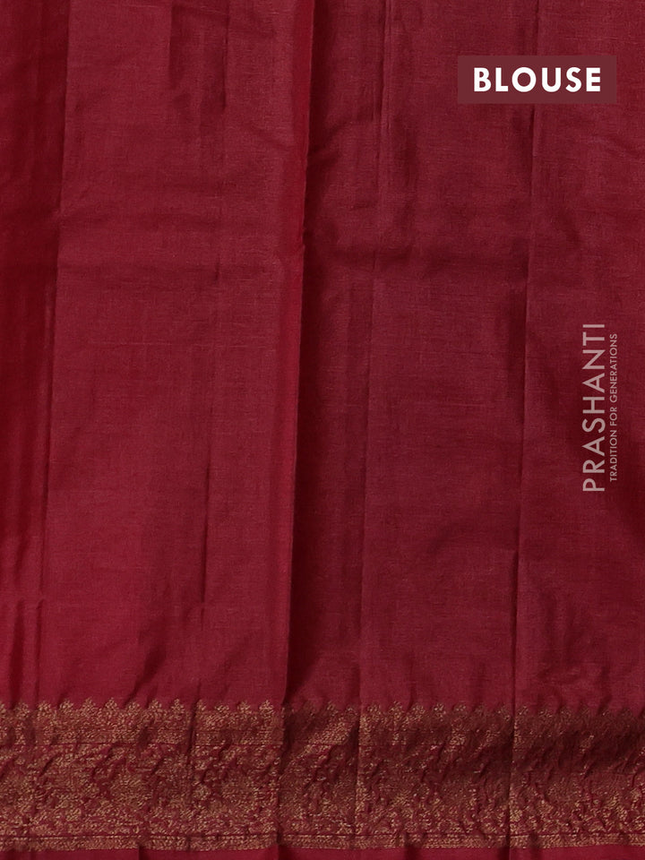 Green & Maroon Banarasi Tussar Silk Saree