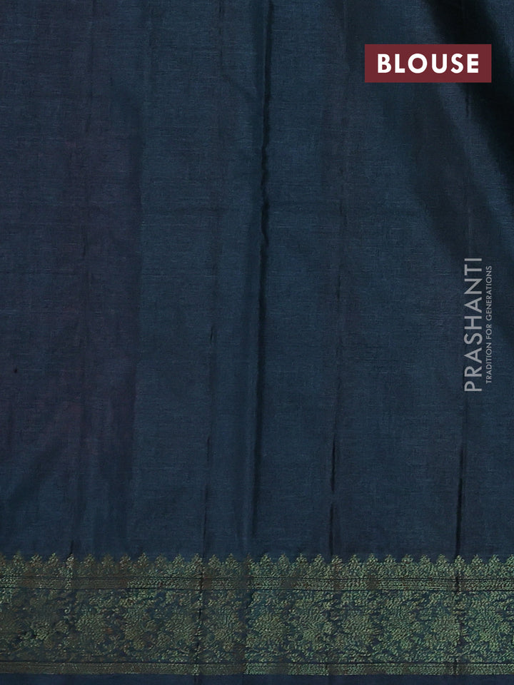 Maroon & Peacock Green Banarasi Tussar Silk Saree