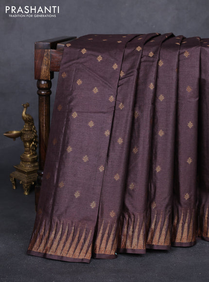 Coffee Brown & Maroon Banarasi Tussar Silk Saree