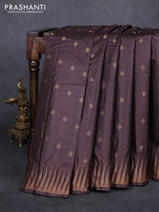 Coffee Brown & Maroon Banarasi Tussar Silk Saree