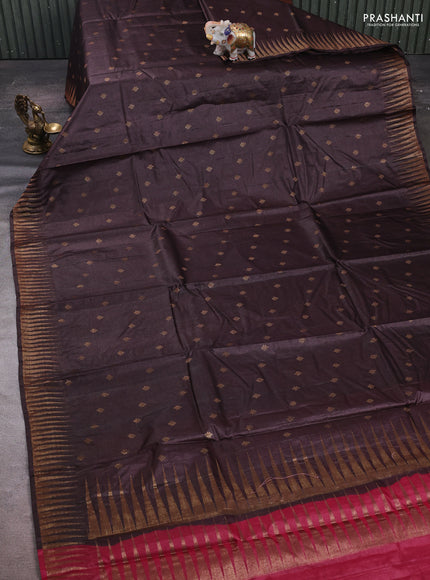 Coffee Brown & Maroon Banarasi Tussar Silk Saree