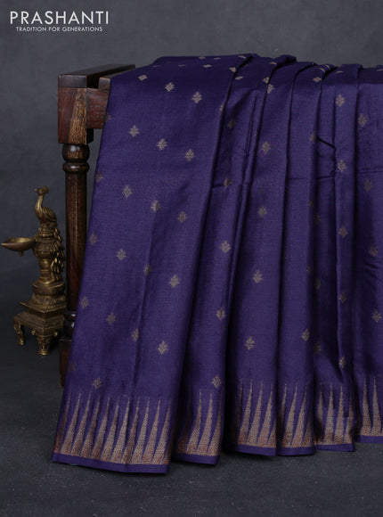 Blue & Maroon Banarasi Tussar Silk Saree