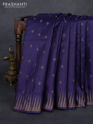 Blue & Maroon Banarasi Tussar Silk Saree