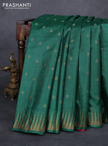 Green & Maroon Banarasi Tussar Silk Saree