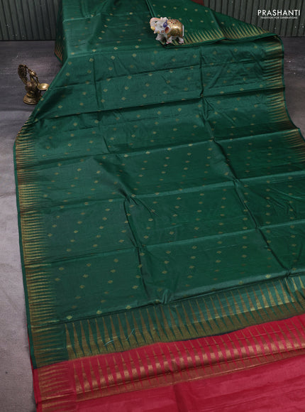 Green & Maroon Banarasi Tussar Silk Saree