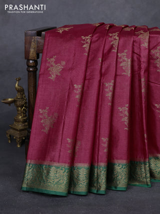 Maroon & Green Banarasi Tussar Silk Saree