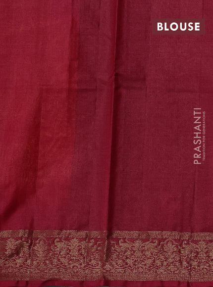 Mustard Yellow & Maroon Banarasi Tussar Silk Saree