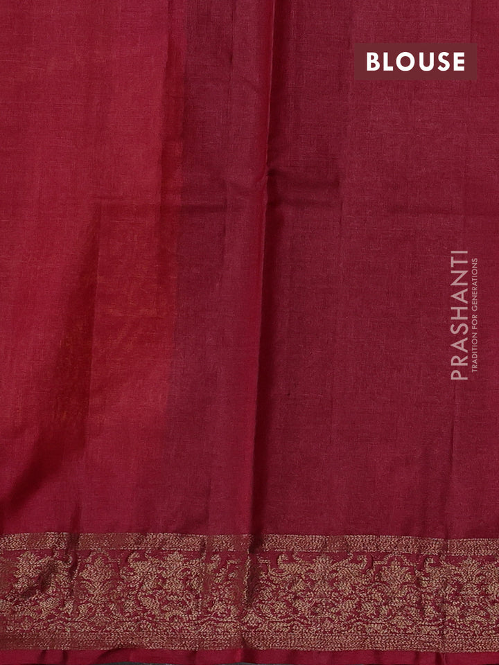 Mustard Yellow & Maroon Banarasi Tussar Silk Saree