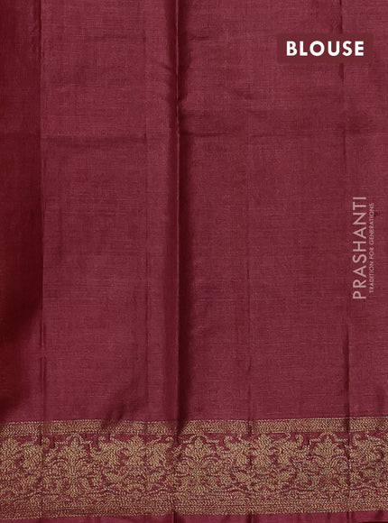 Mehendi Green & Maroon Banarasi Tussar Silk Saree