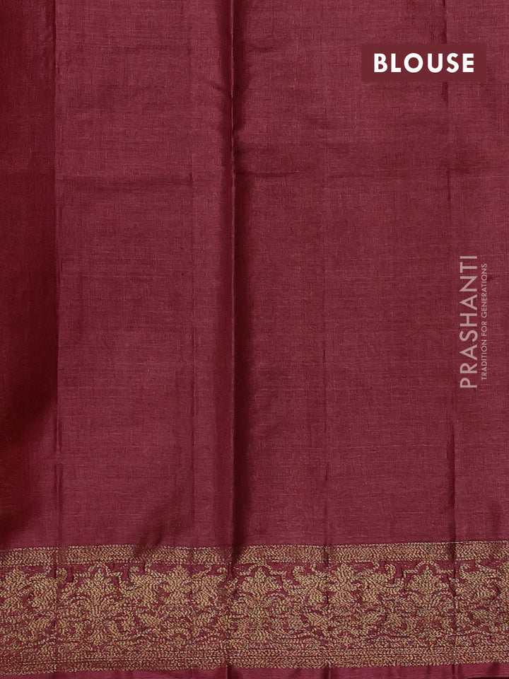 Mehendi Green & Maroon Banarasi Tussar Silk Saree