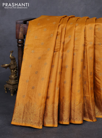 Mustard  & Maroon Banarasi Tussar Silk Saree