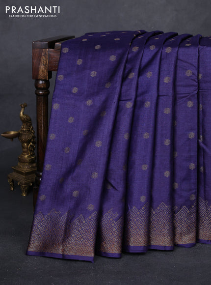 Blue & Maroon Banarasi Tussar Silk Saree