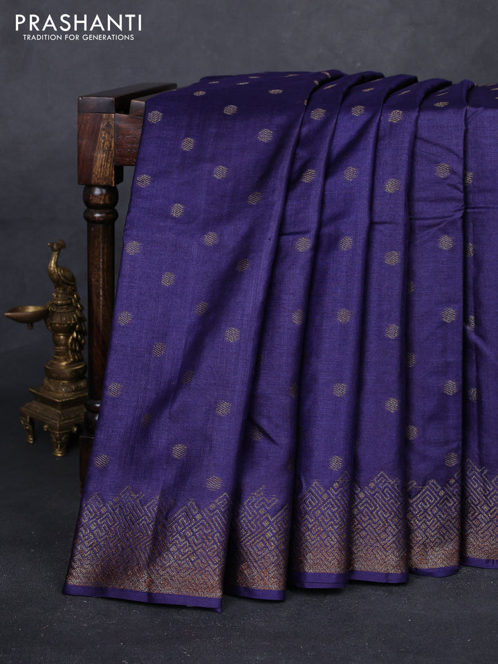Blue & Maroon Banarasi Tussar Silk Saree