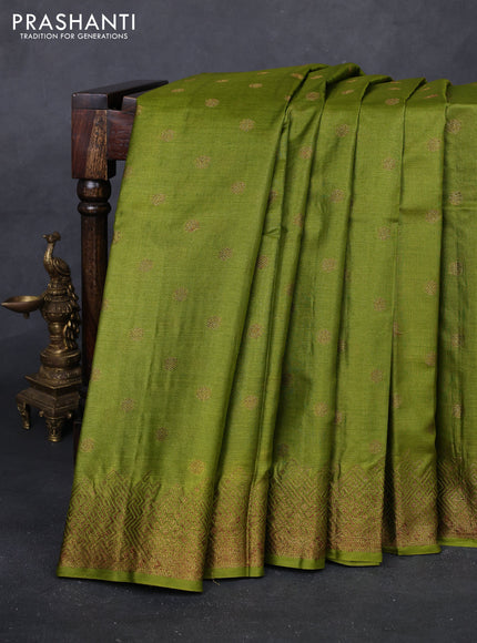 Mehendi Green & Purple Banarasi Tussar Silk Saree