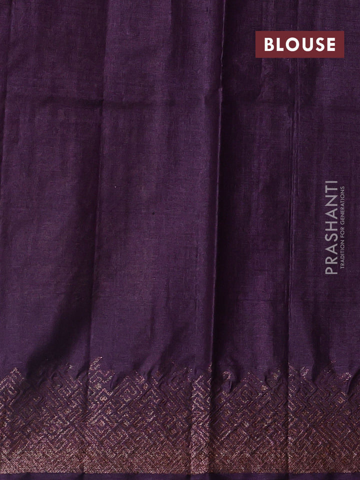 Mehendi Green & Purple Banarasi Tussar Silk Saree