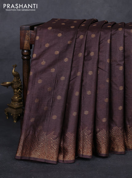 Brown & Maroon Banarasi Tussar Silk Saree