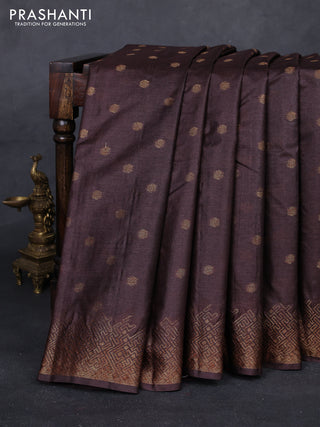 Brown & Maroon Banarasi Tussar Silk Saree