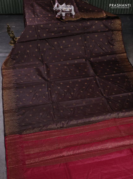 Brown & Maroon Banarasi Tussar Silk Saree