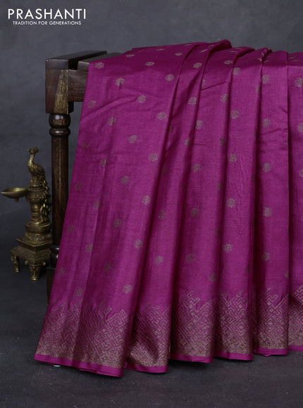Pink & Green Banarasi Tussar Silk Saree