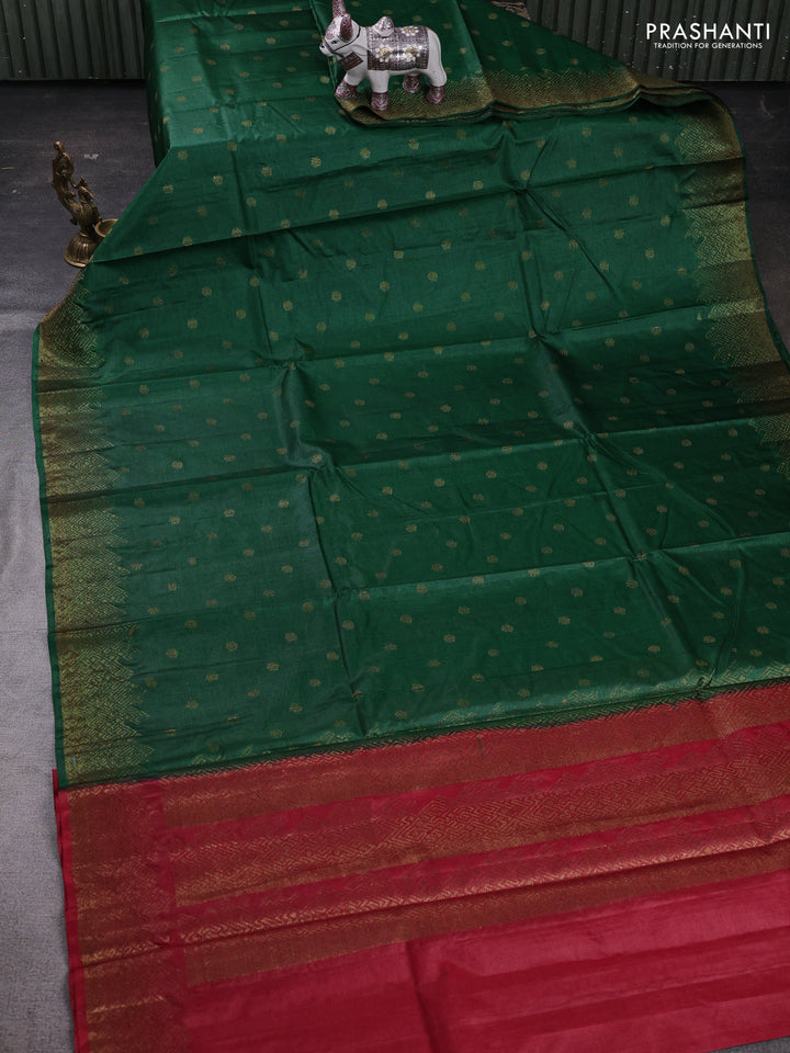 Green & Maroon Banarasi Tussar Silk Saree