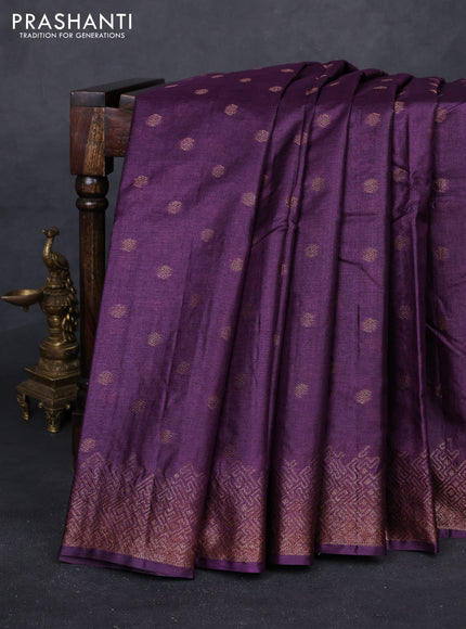 Purple & Green Banarasi Tussar Silk Saree