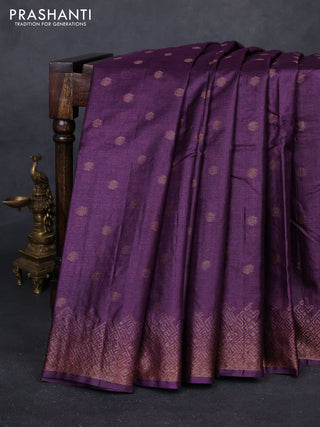 Purple & Green Banarasi Tussar Silk Saree