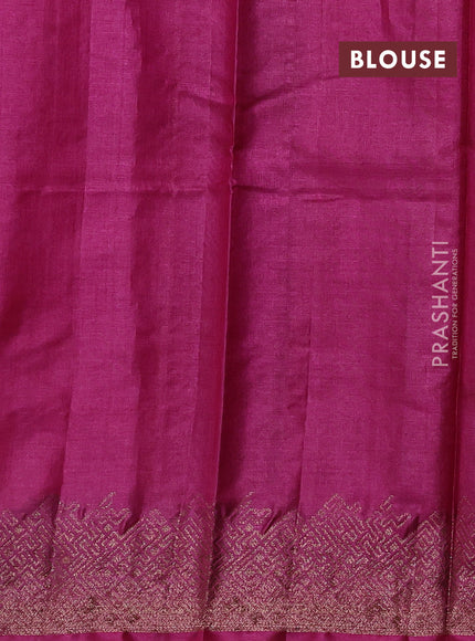 Peacock Blue & Pink Banarasi Tussar Silk Saree