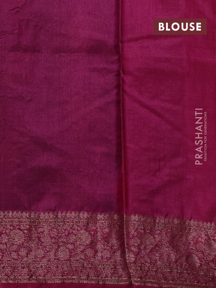 Peacock Blue & Pink Banarasi Tussar Silk Saree