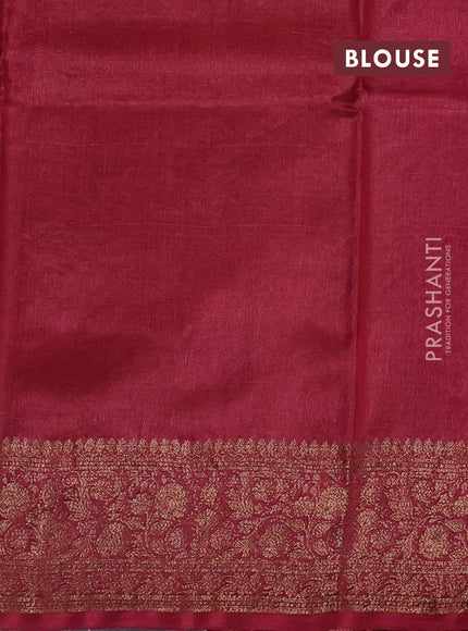 Mustard & Maroon Banarasi Tussar Silk Saree