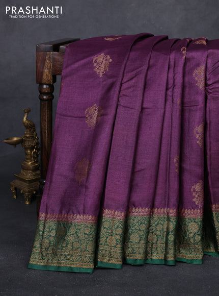 Purple & Green Banarasi Tussar Silk Saree