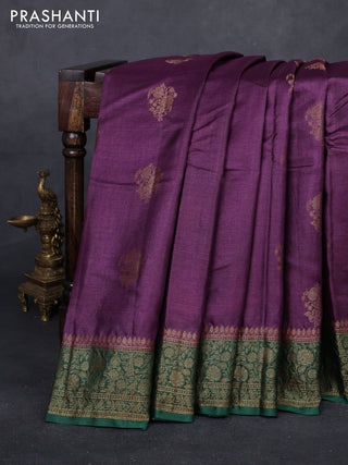 Purple & Green Banarasi Tussar Silk Saree