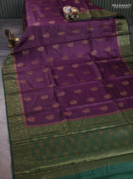 Purple & Green Banarasi Tussar Silk Saree