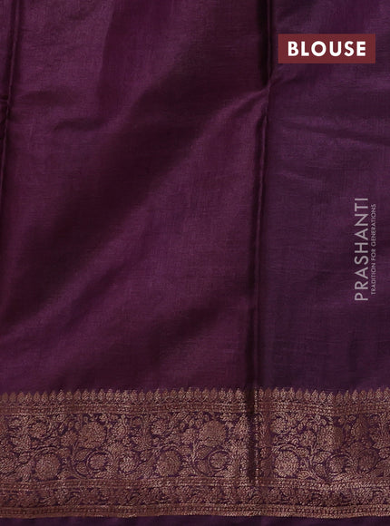 Rustic Orange & Purple Banarasi Tussar Silk Saree