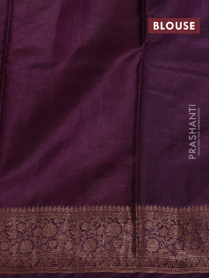 Rustic Orange & Purple Banarasi Tussar Silk Saree